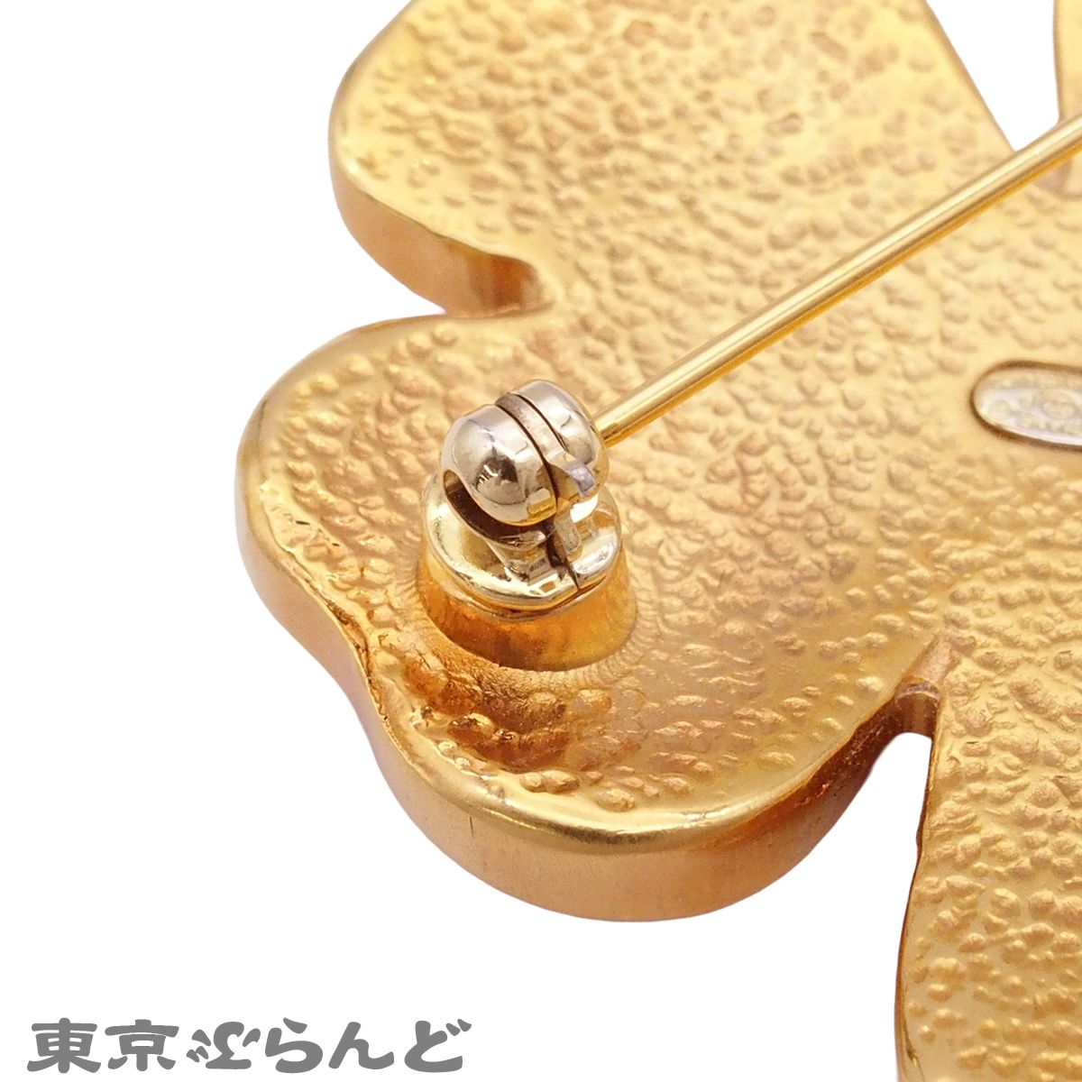 シャネル CHANEL クローバー ブローチ ゴールドxピンク GP エナメル