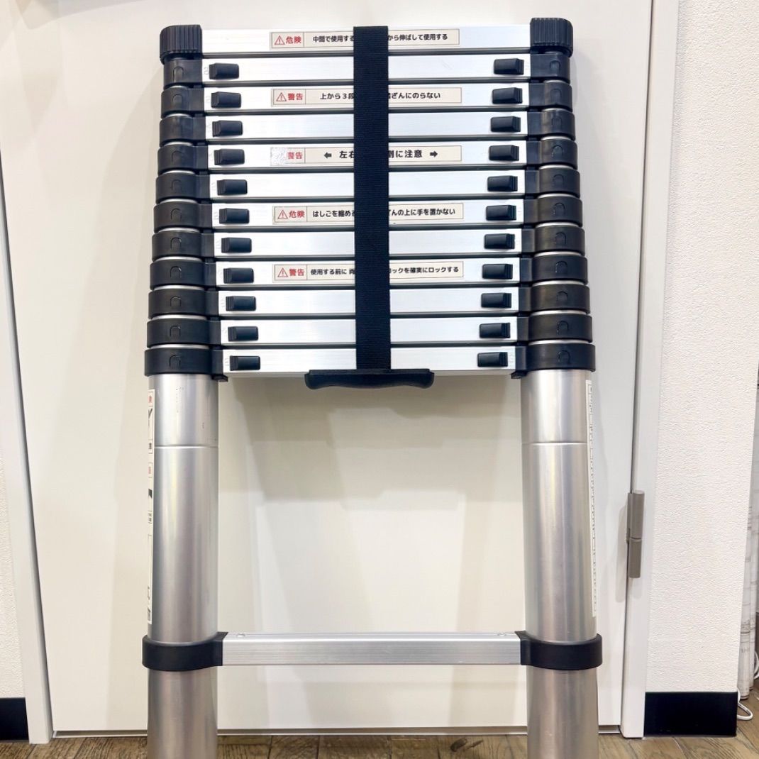 ☆ 伸縮はしご アルミ製 折りたたみ コンパクト スライド式 耐荷重150kg 安全ロック付き☆