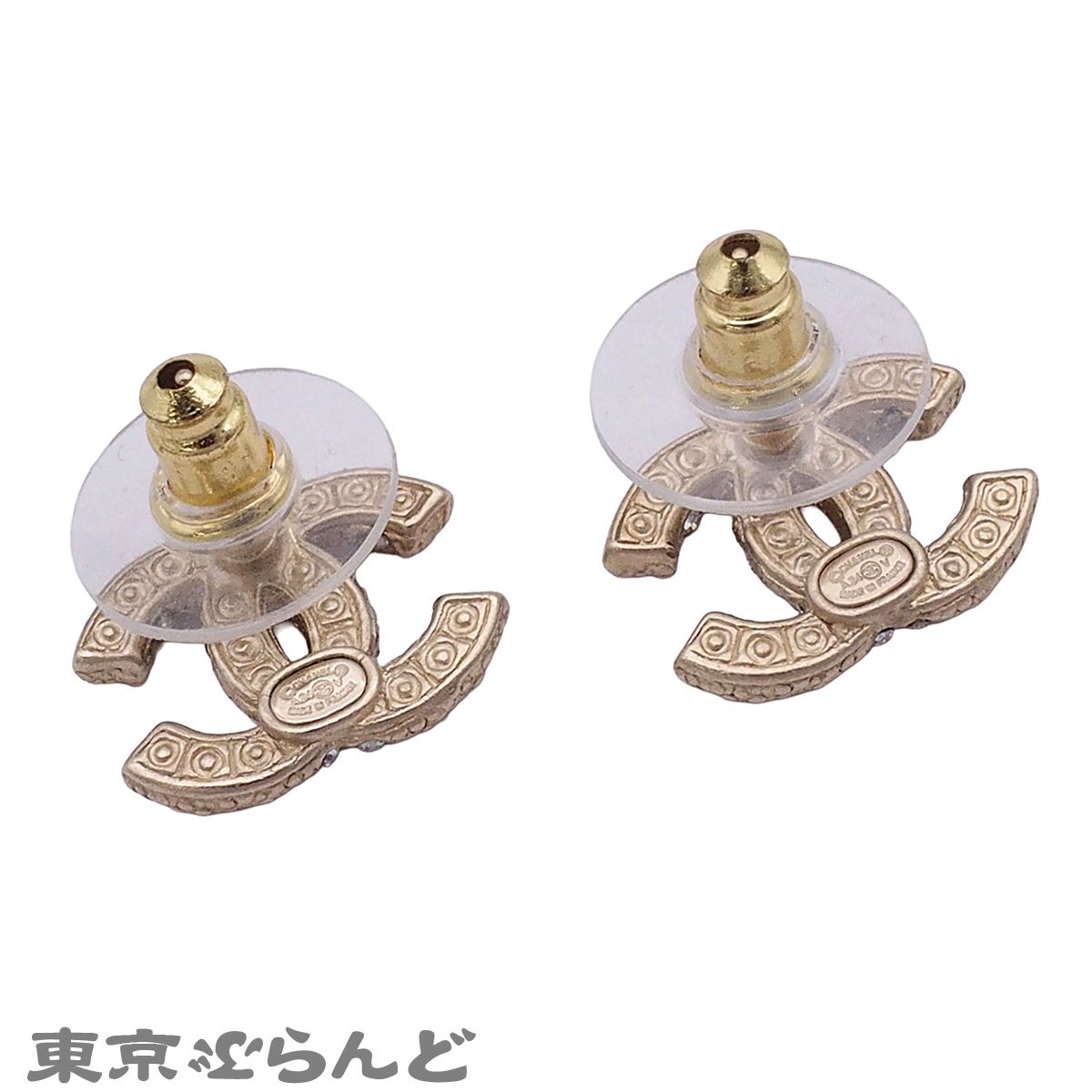 シャネル CHANEL スタッドピアス シルバーxゴールド GP コスチューム