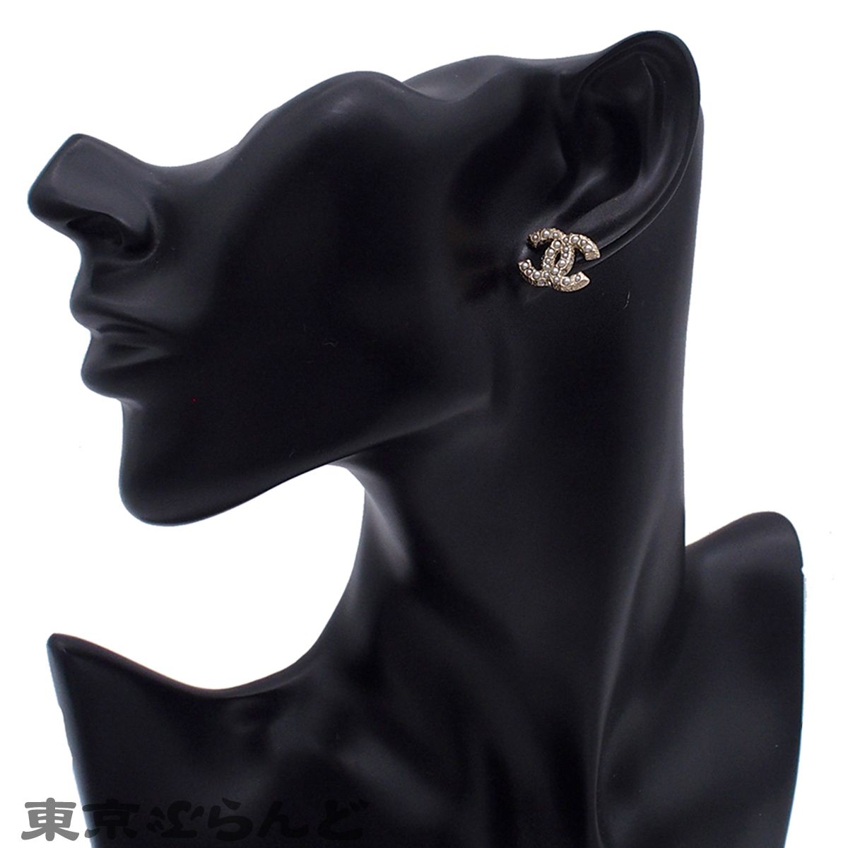 シャネル CHANEL スタッドピアス シルバーxゴールド GP コスチューム