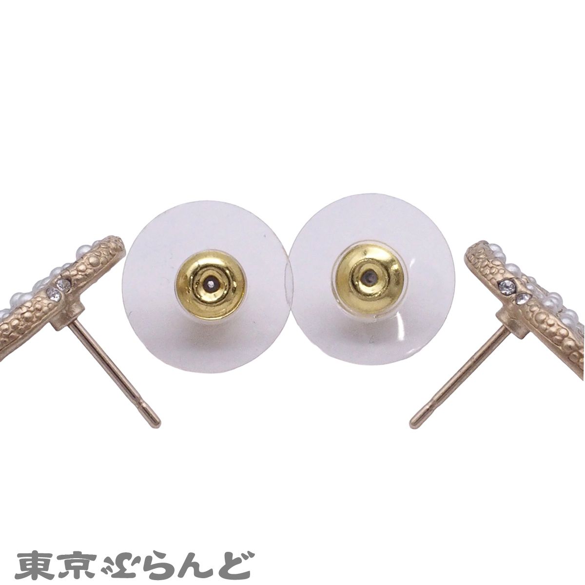 シャネル CHANEL スタッドピアス シルバーxゴールド GP コスチューム