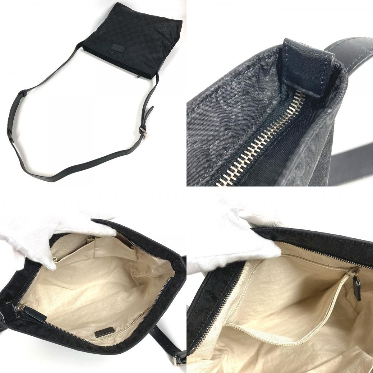 最終値下Sale⭐️GUCCI⭐️ブラックショルダーバック(ナイロン&レザートリム) GUCCI グッチ ショルダーバッグ GG ロゴ 314529 レザー/ナイロン