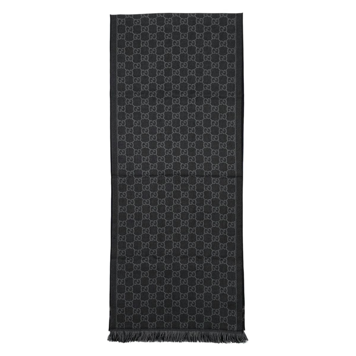 ☆グッチ ストール GGパターン マフラー 544619 ウール ロゴ グレー