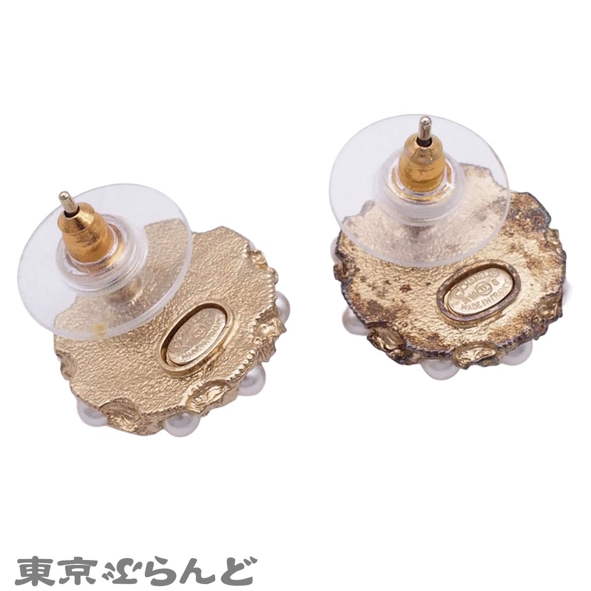 シャネル CHANEL スタッド ピアス シルバーxゴールド コスチューム
