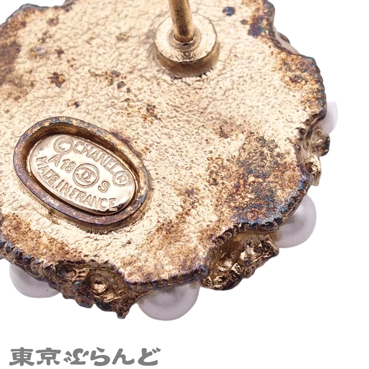 シャネル CHANEL スタッド ピアス シルバーxゴールド コスチューム