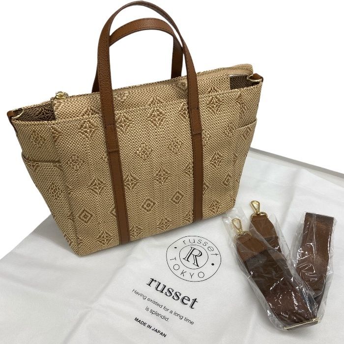 russet トートバッグ モノグラム柄 russet/ラシット/パナマ2wayバッグ 