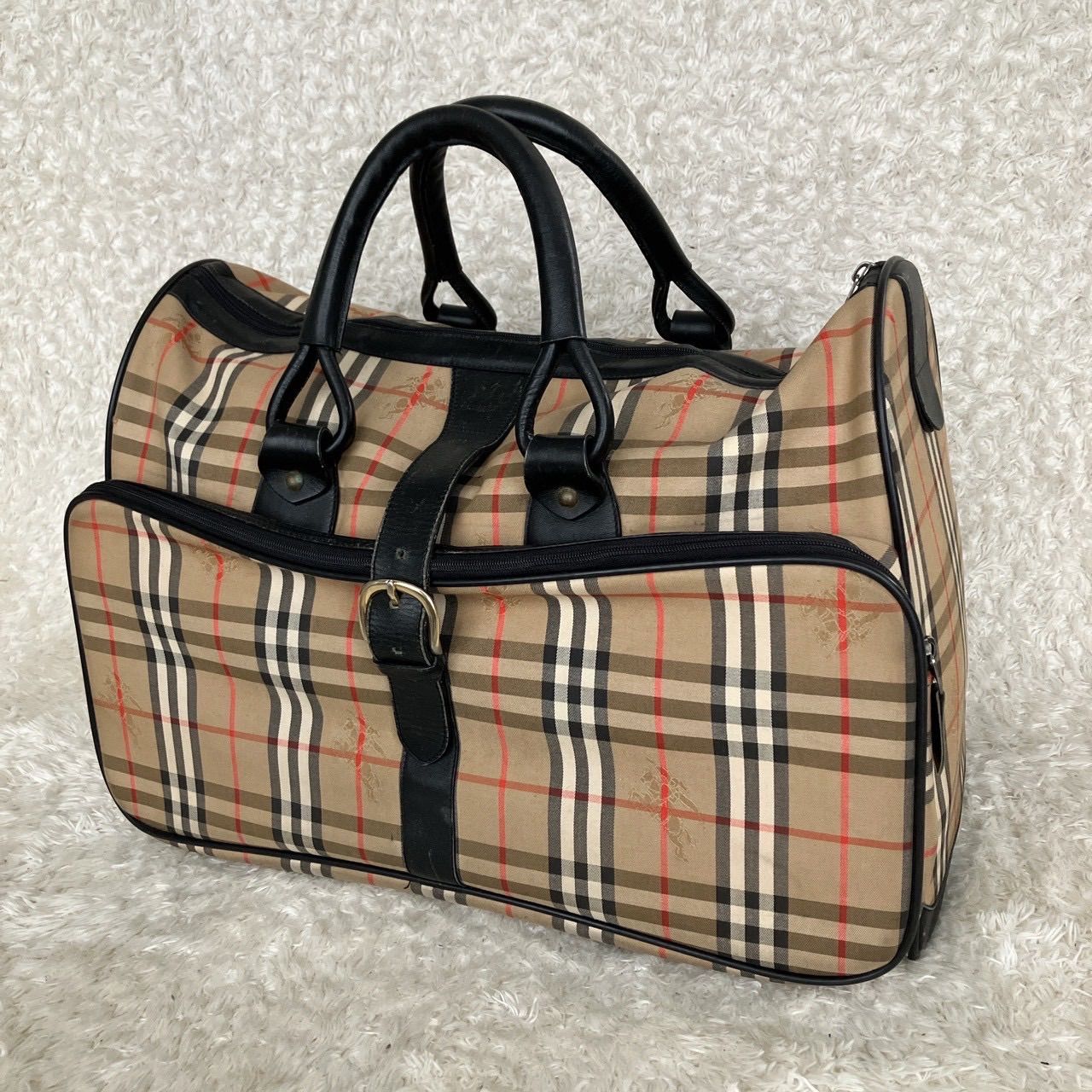 BURBERRY バーバリー ボストンバッグ ノバチェック ホースロゴ 大容量