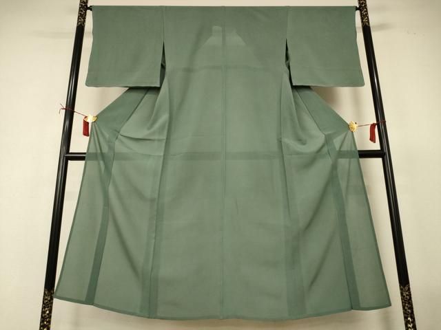 平和屋着物＊夏物　色無地　絽　老竹色　正絹　逸品　AABJ2402jd