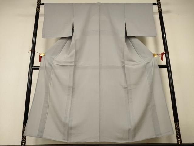 平和屋着物＊夏物　色無地　絽縮緬　絹鼠色　正絹　逸品　AABJ2404jd