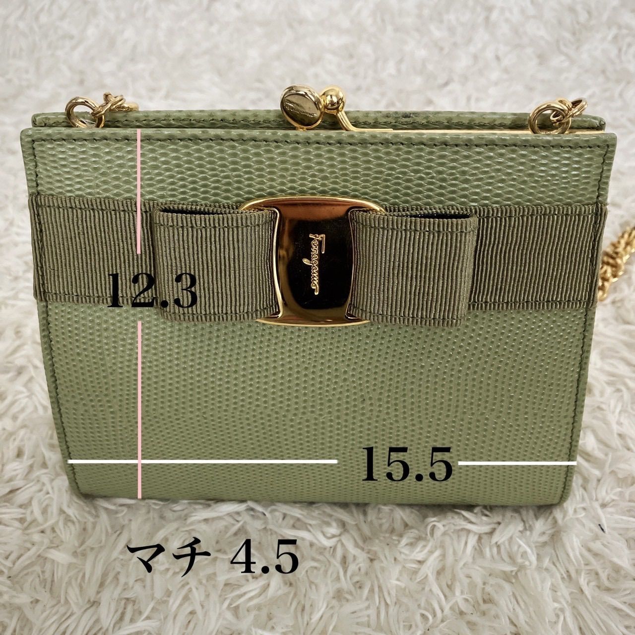 フェラガモ　ヴァラ　リボン　イエロー　がま口　ミニ　チェーン　ショルダーバッグ Salvatore Ferragamo フェラガモ ヴァラリボン ミニショルダーバッグ