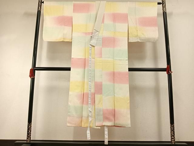 平和屋着物●長襦袢　袷　市松文様　正絹　逸品　AABI1937fy