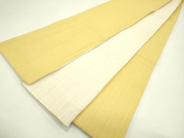 平和屋着物＊夏物　両面　半幅帯　花葉色　鳥の子色　綿麻　逸品　CABG7550rv