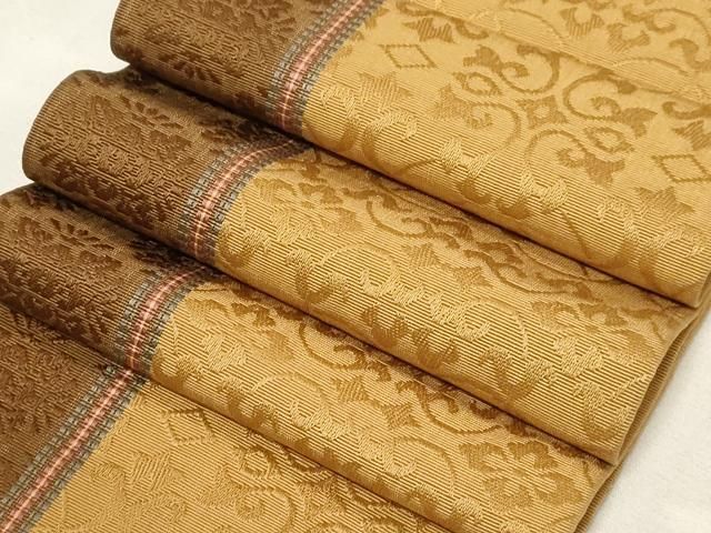 平和屋着物●本場筑前博多織　半幅帯　幾何学花文　正絹　逸品　CABG3121dy