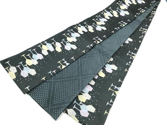 平和屋着物●両面　半幅帯　ワイングラス　CABG6327hy
