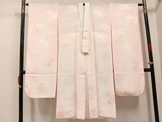 平和屋着物●振袖用長襦袢 無双仕立て 草花地紋 暈し染め 正絹 逸品 未使用 AABI7423ph