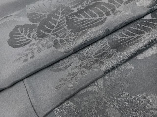平和屋着物●上質な色無地　草花地紋　灰色　大丸扱い　正絹　逸品　未使用　AABI7426ph
