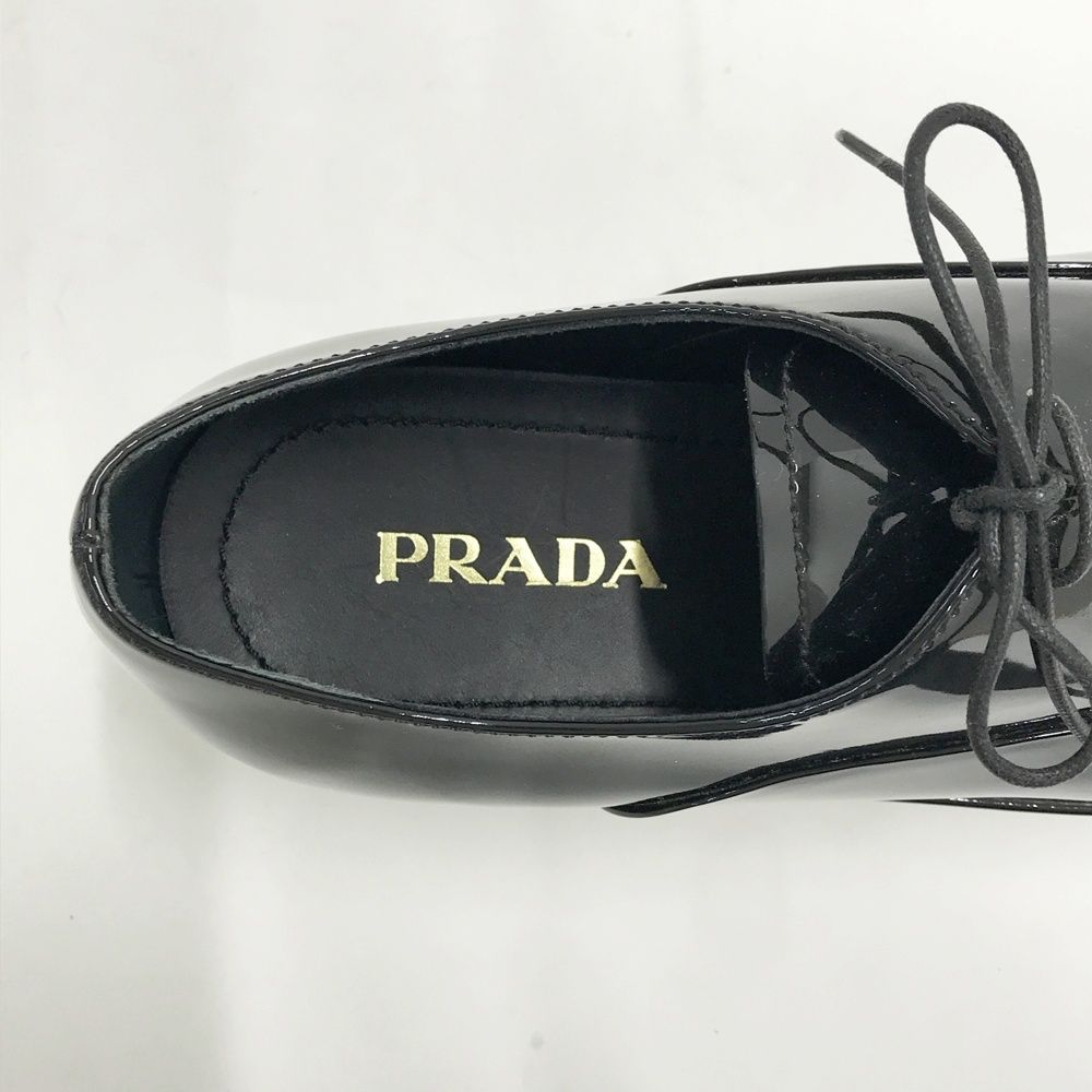 PRADA プラダ エナメル 厚底シューズ ブラック系 37 1/2 レディース