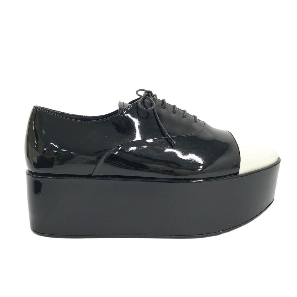 PRADA プラダ エナメル 厚底シューズ ブラック系 37 1/2 レディース