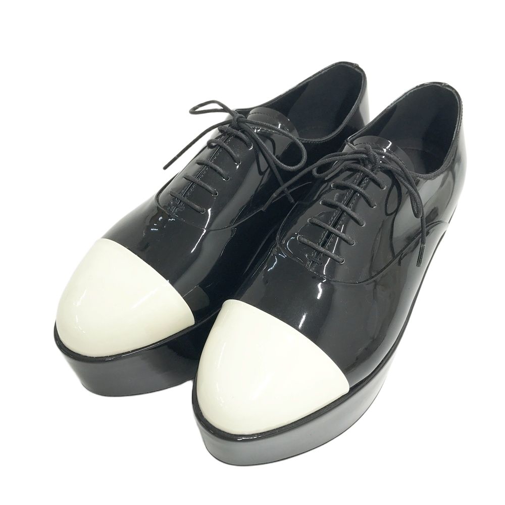 PRADA プラダ エナメル 厚底シューズ ブラック系 37 1/2 レディース