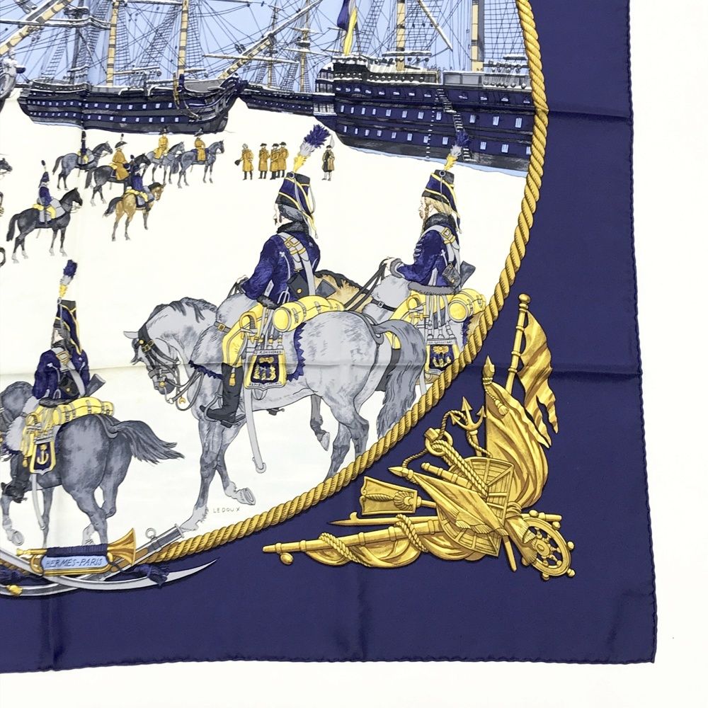 え*ん様 エルメス　HERMES スカーフ カレ 海と騎兵隊 シルク HERMES エルメス MARINE ET CAVALERIE シルク スカーフ カレ90 海と