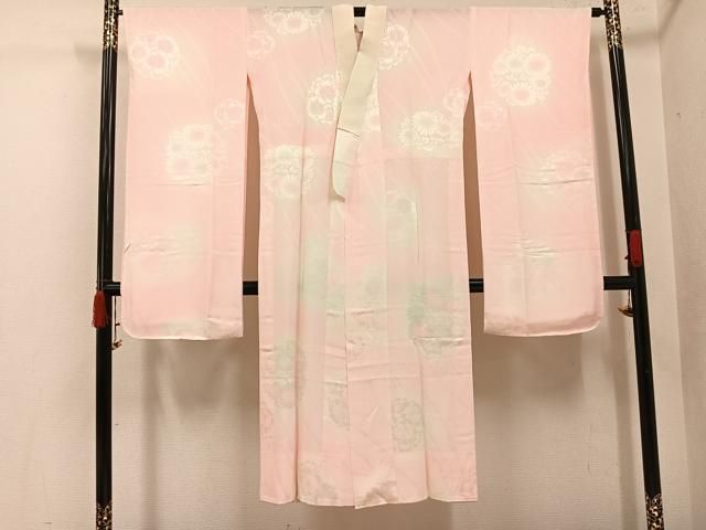 平和屋着物●振袖用長襦袢　無双仕立て　花地紋　暈し染め　正絹　逸品　AABI7439ph