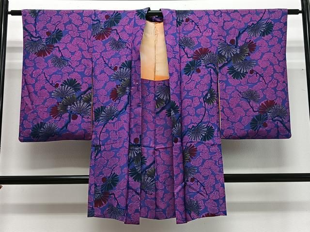 平和屋着物∞アンティーク　長羽織　枝松文　正絹　逸品　CABG3783ua