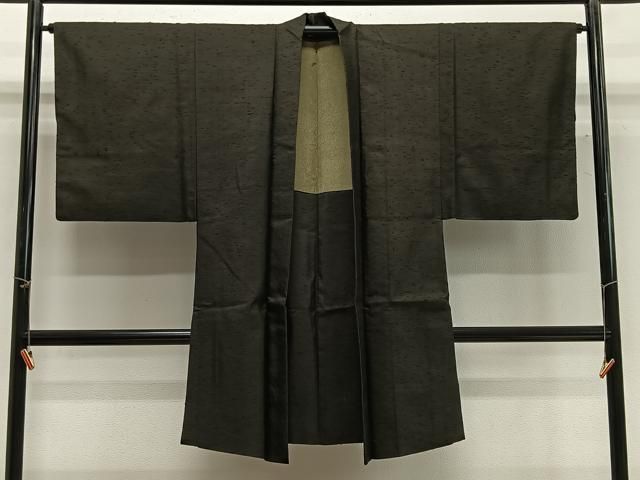 平和屋着物∞男性　長羽織　髭紬　藍媚茶色　正絹　逸品　CABG3789ua
