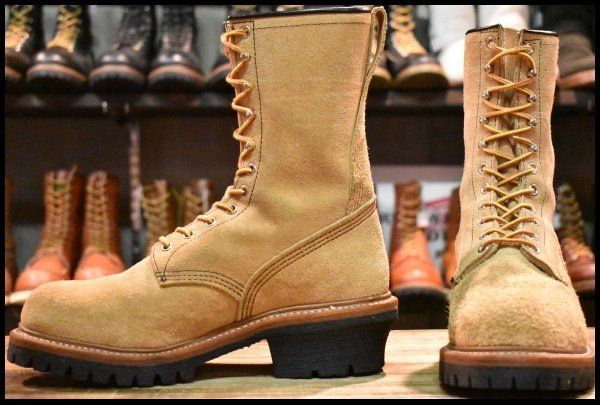 【7.5D 良品 19年】レッドウィング 9211 スエード ロガー タン ブルハイド ラフアウト 編み上げ ベージュ ブーツ redwing HOPESMORE【GP573】