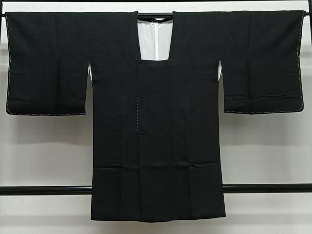 平和屋着物＃道行コート　丸地紋　黒地　ロング丈　正絹　逸品　未使用　CABG3810ua