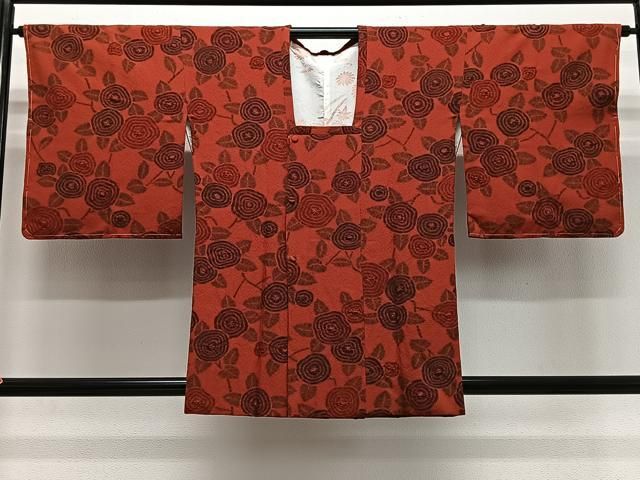平和屋着物＃道行コート　椿　絞り　正絹　逸品　未使用　CABG3813ua
