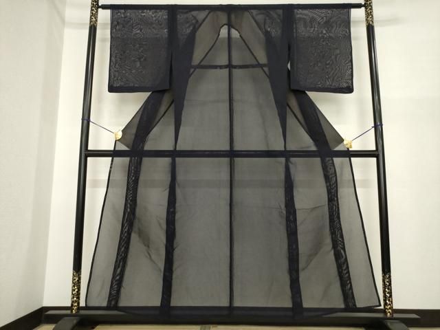 平和屋着物＊夏物　色無地　紗　黒紅色　金通し地　正絹　逸品　AABI7159ck