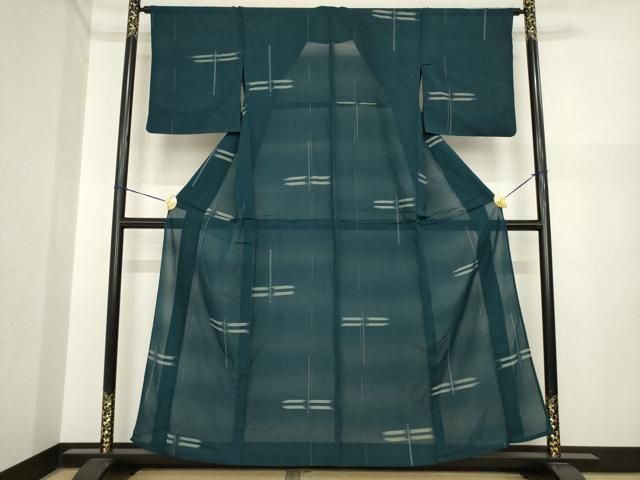 平和屋着物＊夏物　紗紬　蜻蛉　トンボ　正絹　逸品　AABI7522ck