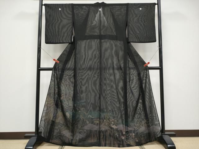 平和屋着物＊夏物　黒留袖　無双　紗袷　紗×紗　白鷺　金彩　正絹　逸品　CABG3313tx