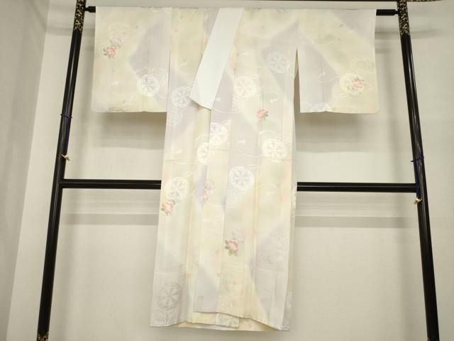 平和屋着物●長襦袢　無双仕立て　源氏車花文　暈し染め　正絹　逸品　AABI7595ck
