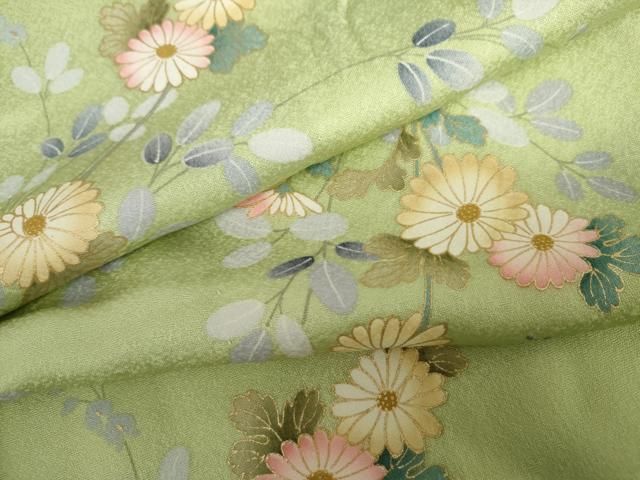 平和屋着物▽上質な小紋　単衣　枝花文　金彩　正絹　逸品　AABI7273cs