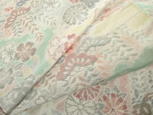 平和屋着物▽上質な紬　単衣　松竹梅文　正絹　逸品　AABI7275cs