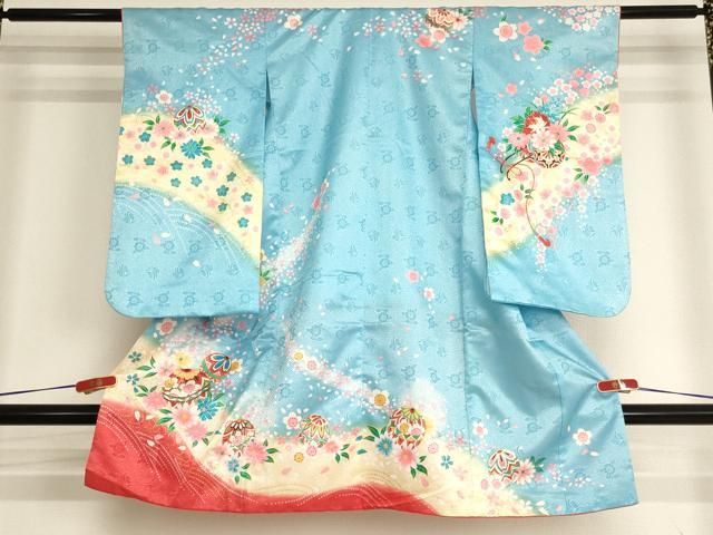 平和屋着物[]七五三　女の子　３歳　祝着　三つ身　花手毬文　暈し染め　金彩　AABI2743ja