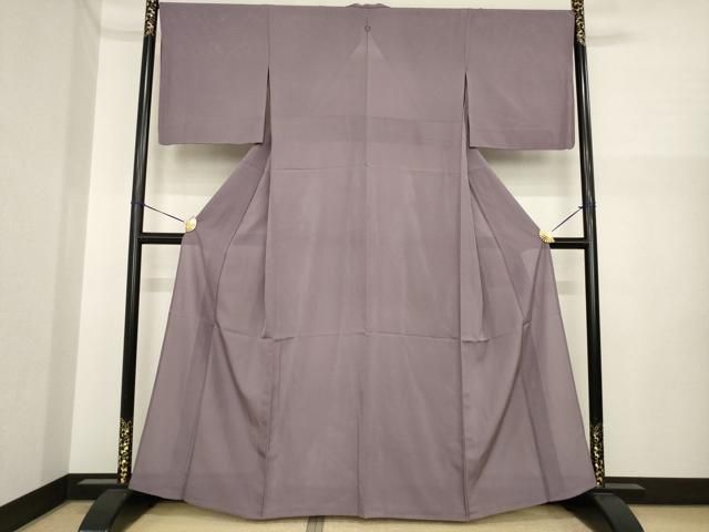 平和屋着物＊夏物　色無地　絽　葡萄鼠色　正絹　逸品　AABI7120ck