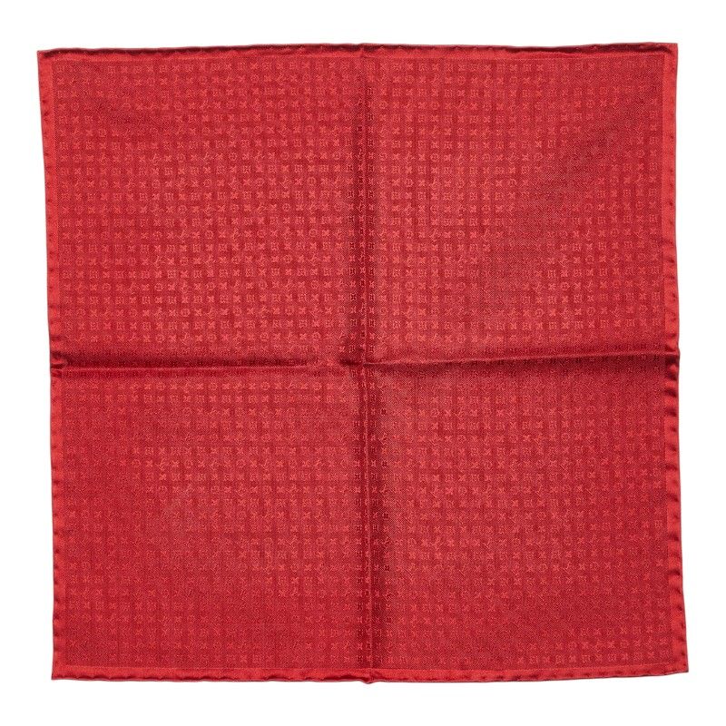ルイ ヴィトン モノグラム ハンカチ M70223 レッド系 シルク レディース LOUIS VUITTON【1-0271156】
