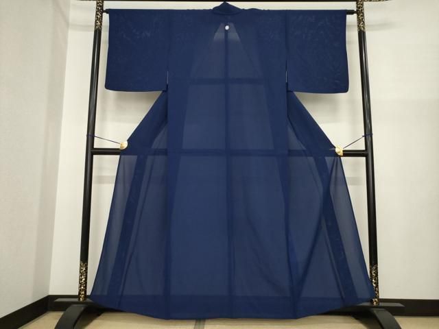平和屋着物＊夏物　色無地　絽　留紺色　正絹　逸品　AABI7130ck