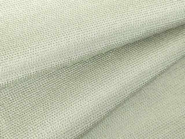 平和屋着物▽本塩沢　単衣　絣文様　柳鼠色　正絹　逸品　DABF3350op