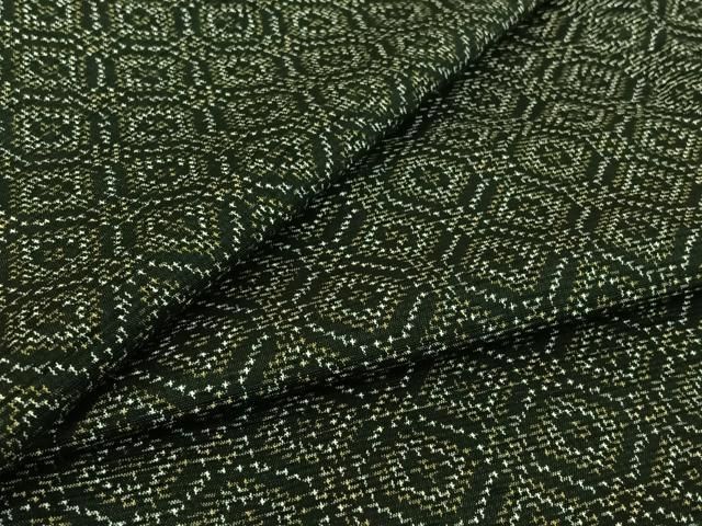平和屋着物▽上質な紬　単衣　幾何学文様　正絹　逸品　AABI7628jh