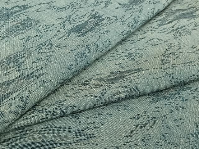 平和屋着物▽上質な紬　単衣　草花文　正絹　逸品　AABI7630jh