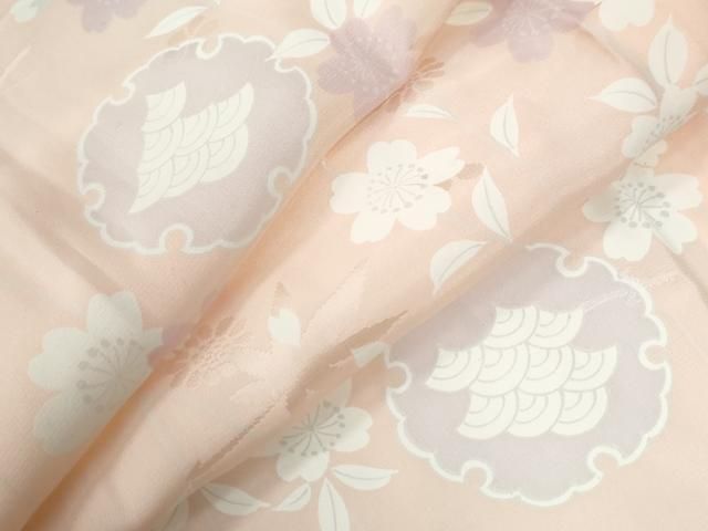 平和屋着物●長襦袢　無双仕立て　雪輪舞桜文　正絹　逸品　CABG0360yc