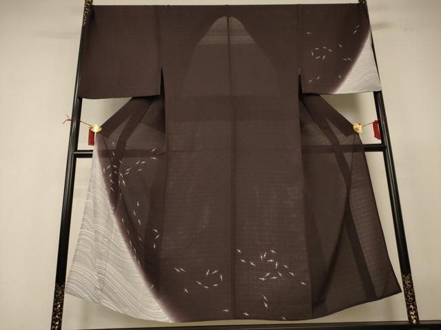 平和屋着物＊夏物　男性　訪問着　変わり絽　メダカ　暈し染め　キングサイズ　正絹　逸品　AABI6687jd