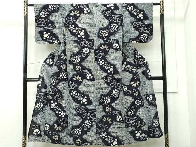 平和屋着物∴夏物 浴衣 有松鳴海絞り 流水草花文 綿 逸品 CABG7215rv