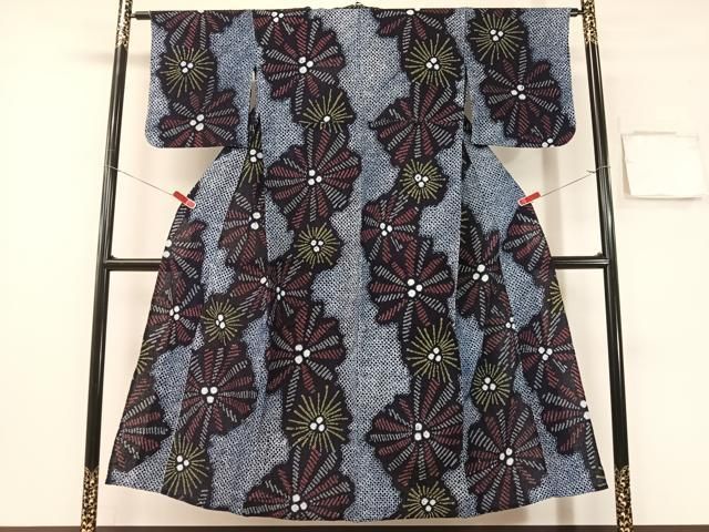 平和屋着物∴夏物　浴衣　有松鳴海絞り　舞花文　綿　逸品　CABG1996vp