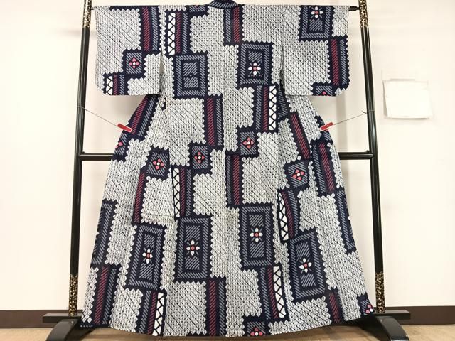 平和屋着物∴夏物　浴衣　有松鳴海絞り　吉祥花文　綿　逸品　CABG2000vp