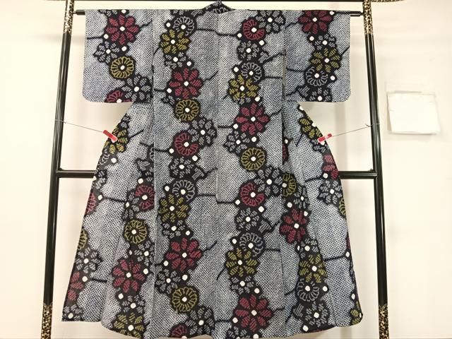 平和屋着物∴夏物　浴衣　有松鳴海絞り　菊花文　綿　逸品　CABG7602vp