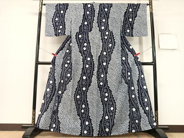 平和屋着物∴夏物 浴衣 有松鳴海絞り 立涌花文 綿 逸品 CABG7605vp